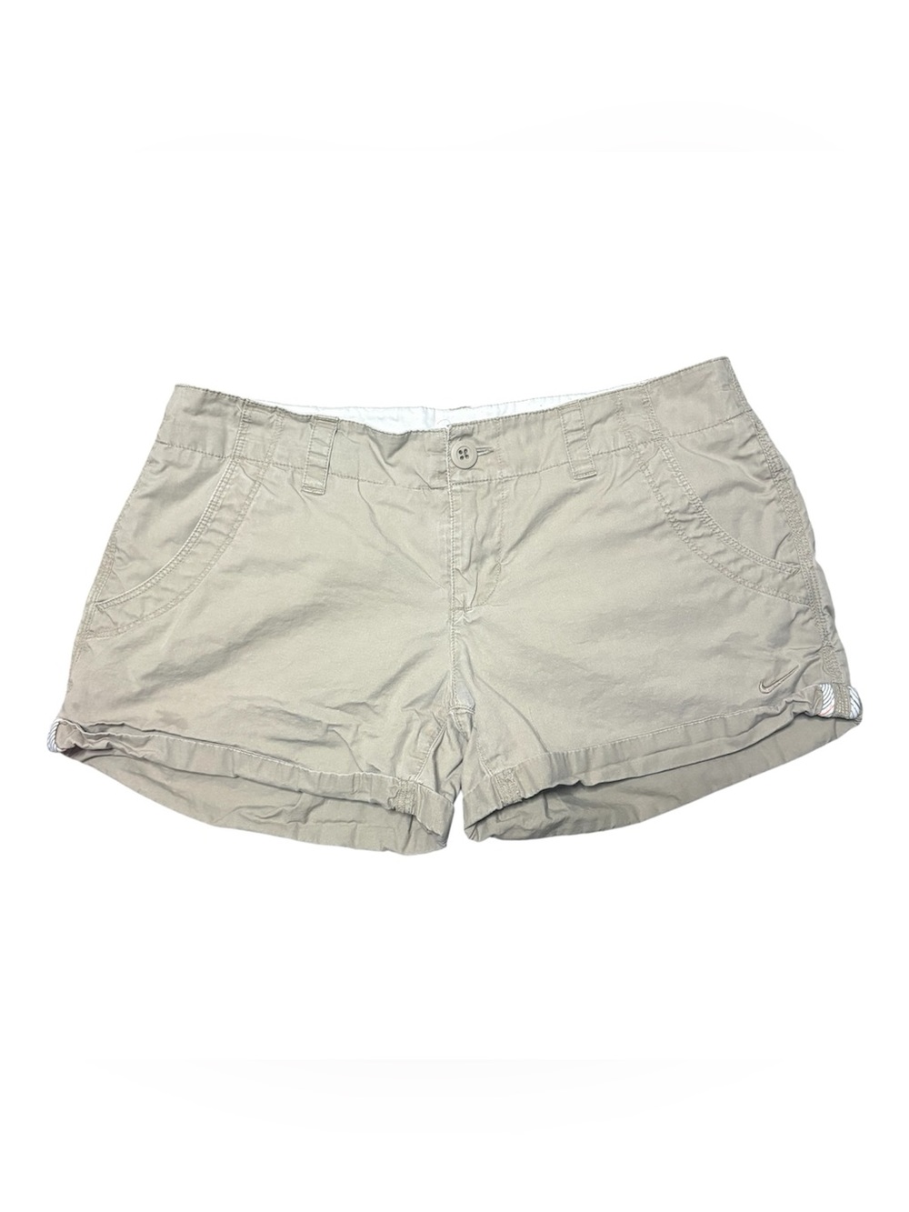 Nike Shorts Womens Size 8 Beige Khaki Tan Flat Front Cotton Golf Casual